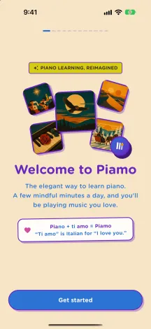 Piamo welcome screen